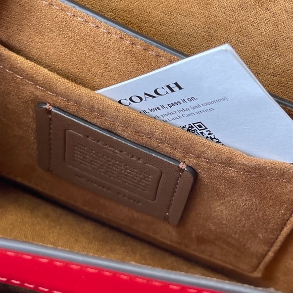 (new+card) Coach Morgan crossbody adjustable strap bag red size 7.25 x 5.25 inch - Picture 13 of 13